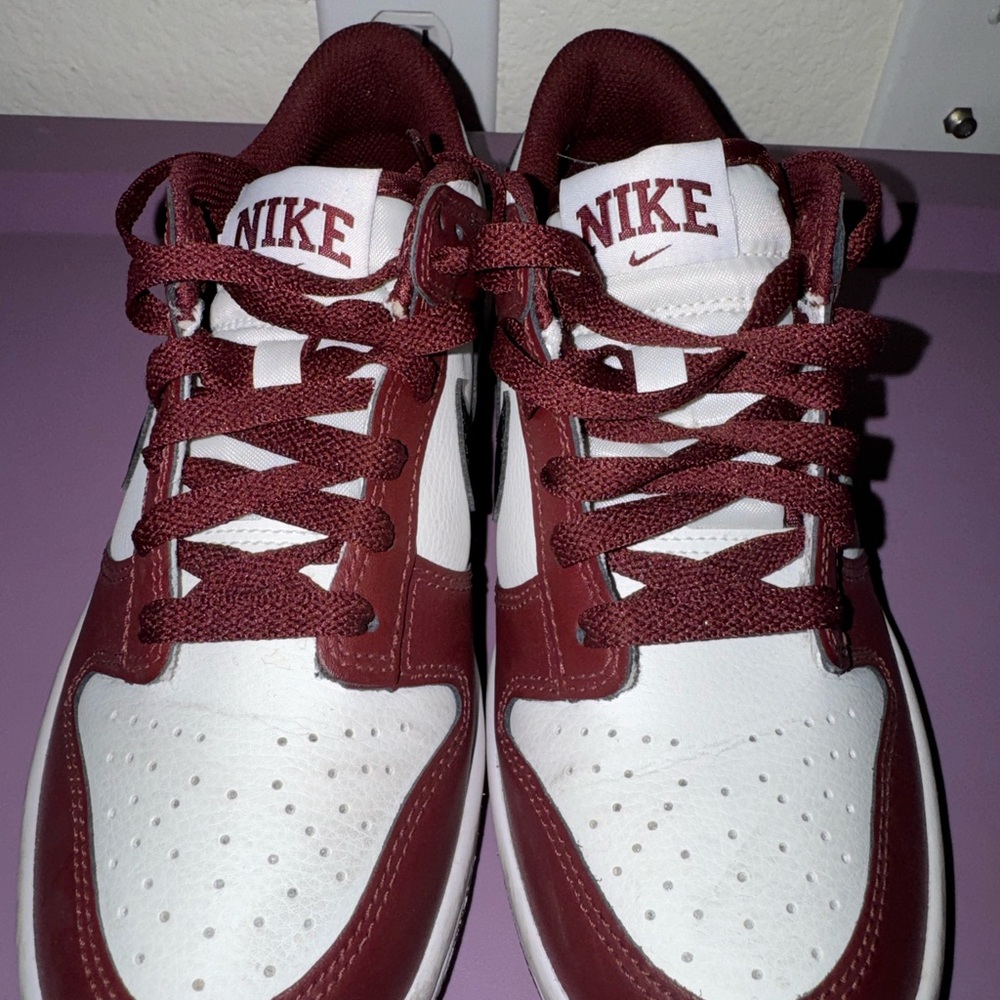 Nike Burgundy and White Dunks
